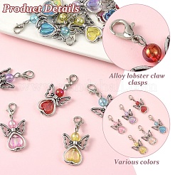 60個6スタイルのアクリル＆合金ペンダントデコレーション  合金製カニカン付き  ミックスカラー  37mm&nbsp;HJEW-YW00130