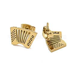 304ステンレススチールスタッドピアス  ゴールドカラー  楽器  8x12mm&nbsp;EJEW-G384-04A