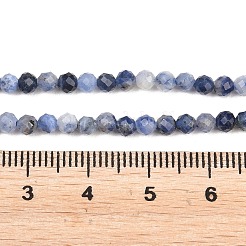 天然石ソーダライトビーズ連売り  ラウンド  多面カット  3.5mm  穴：1mm  約117個/連  15.55''（39.5センチメートル）&nbsp;G-RM250104-A5