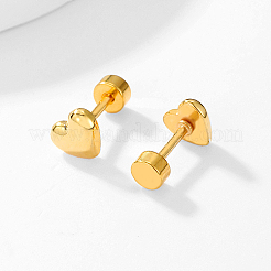 201ステンレススチールスタッドピアス  ハート  18KGP本金メッキ  6x6mm&nbsp;NR5432-06
