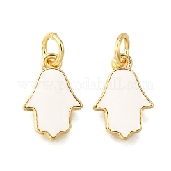 真鍮製エナメルチャーム  丸カン付き  hamsa hand/hand of miriam チャーム  ラックめっき  カドミウムフリー＆鉛フリー  長持ちメッキ  ゴールドカラー  ミックスカラー  13x8.5x1mm  穴：3mm&nbsp;KK-C106-10G