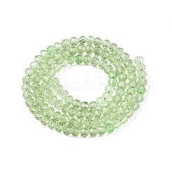 ガラスビーズ連売り  多面カット  ロンデル  淡緑色  3.5~3.8x3mm  穴：0.8~1mm  約105~110個/連  29~31cm&nbsp;EGLA-A044-T3mm-D09