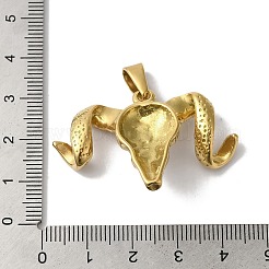 PVD真空メッキ304ステンレスペンダント  長持ちメッキ  牛のチャーム  ゴールドカラー  27x42x6mm  穴：5x8.5mm&nbsp;STAS-B069-61G
