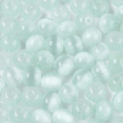 Fgbグレードaドローベンチスタイルガラスシードビーズ  ラウンド  模造キャットアイビーズ  アクアマリン  9.5mm  穴：1.4~1.6mm  約420個/ポンド&nbsp;SEED-Q040-10MM-22