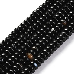 天然黒瑪瑙（染色・加熱）ビーズ連売り  ロンデル  8x4mm  穴：0.8mm  約95個/連  14.96''（38センチメートル）&nbsp;G-G177-F01-01