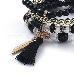 Multi-layered Stretch Bracelets Sets&nbsp;BJEW-H533-02D