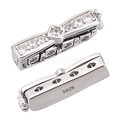 スターリングシルバーのラインストーン留め金2個925個  プラチナ  22.5x4.5x6.5mm  穴：1.5mm&nbsp;FIND-PH0020-99