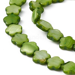 天然淡水貝殻染めビーズ連売り  花  ミックスカラー  8x8.5x3mm  穴：0.6mm  約49個/連  15.35''（39センチメートル）&nbsp;SHEL-K001-001G