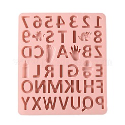 数字と文字のケーキ DIY 食品グレードのシリコン型  ケーキ型  ランダムな色  218x189x8.5mm  内径：21~39x6~32mm&nbsp;DIY-K075-09