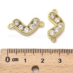 Brass Pave Clear Cubic Zirconia Heart Connector Charms&nbsp;KK-M324-11G