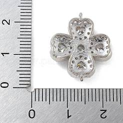 Rack Plating Brass Clear Cubic Zirconia Clover Connector Charms&nbsp;KK-A234-037P