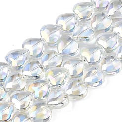 電気メッキガラスビーズセット  ABカラー  ハート  クリアAB  9~10x10x5.5mm  穴：0.8mm  約70~71個/連  25.20インチ〜26.38インチ（64~67cm）&nbsp;EGLA-S188-14-B03