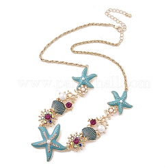 Summer Beach Alloy Enamel & Rhinestone Bib Necklaces&nbsp;NJEW-Z052-01G