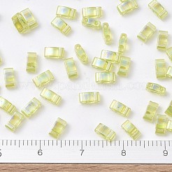 MIYUKIハーフティラビーズ  日本製シードビーズ  2の穴  （htl258)透明なシャルトリューズab  5x2.3x1.9mm  穴：0.8mm  約250PCS /ボトル  10 G /ボトル&nbsp;SEED-JP0008-HTL258