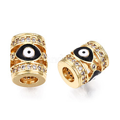 Brass Micro Pave Cubic Zirconia Beads&nbsp;KK-N227-90
