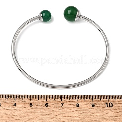 304 Stainless Steel & Nautral Gemstone Torque Bangles&nbsp;BJEW-H644-10P