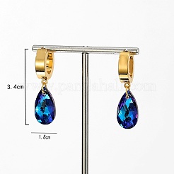 Cubic Zirconia Teardrop Dangle Hoop Earrings&nbsp;HL3316-1