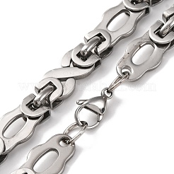 201 Stainless Steel Byzantine Chain Necklace&nbsp;NJEW-F222-35P