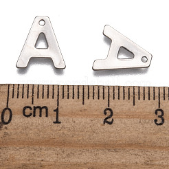 変色しない304ステンレススチールの文字チャーム  文字.a  11x10x0.5mm  穴：1mm&nbsp;X-STAS-O072-A