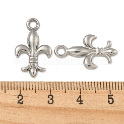 変色しない304ステンレススチールペンダント  フルール·ド·リスのチャーム  ステンレス鋼色  22x12.5x2mm  穴：2.1mm&nbsp;STAS-N103-105P
