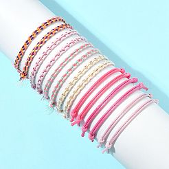 男性と女性のための14個7色のコットンコードブレスレットセット  ミックスカラー  5-1/8~11-3/8インチ（13~29cm）  2個/カラー&nbsp;BJEW-FS00025-01