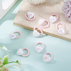 プラスチック製女の子用ヘアアクセサリー10個  ポニーテールホルダー  弾性繊維髪ゴム  ハート  内径：15.5mm&nbsp;OHAR-TAC0011-001A