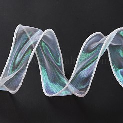 蝶結び用のフィッシュテールヤーンの虹色リボン  ギフト包装  ホワイト  1-5/8インチ（40mm）  約9.84ヤード（9m）/ロール&nbsp;OCOR-B004-02A-07