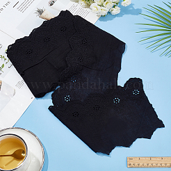4.7~5ヤードの綿刺繍フラワーリボン  フラット  ブラック  6-1/4インチ（160mm）&nbsp;OCOR-MA0001-03A