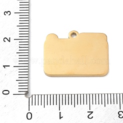 304ステンレスペンダント  カメラチャーム  艶出し  イオンプレーティング（ip）  ゴールドカラー  16.5x22x1.5mm  穴：1.9mm&nbsp;SA-CBAE115-16G