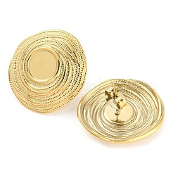 304ステンレススチールスタッドピアス金具  フラットラウンドイヤリングのセッティング  18KGP本金メッキ  トレイ：8mm  23x22mm&nbsp;EJEW-I290-17G