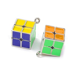 合金エナメルチャーム  鉛フリー＆カドミウムフリー  プラチナ  マジックキューブチャーム  カラフル  28x23x24mm  穴：1.4mm&nbsp;ENAM-O051-02P