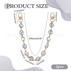 2Pcs Alloy Rhinestone Flat Round Link Bag Decorative Chains&nbsp;PURS-ME0001-03