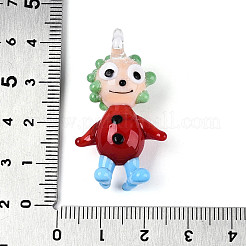 Handmade Lampwork Clown Figurine Pendants&nbsp;LAMP-T025-09B