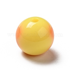 ツートンの不透明アクリルビーズ  ハート付きのラウンド  ゴールド  15.5mm  穴：2.8mm  約217個/500g&nbsp;SACR-K003-03A