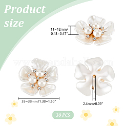 30Pcs ABS Plastic Imitation Pearl with Glass Rhinestone Beads&nbsp;KY-GA0001-29