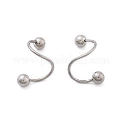 304ステンレススチール製スパイラル軟骨ピアス  ステンレス鋼色  ラウンド  17.5x110mm  ヘッド：4mm&nbsp;AJEW-A062-04P-01