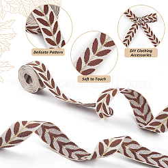 3 Yards Polyester Leaf Jacquard Ribbons&nbsp;SRIB-WH20020-020D