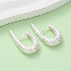 真鍮製のU字型フープピアス  ニッケルフリー  銀  25x14x6mm&nbsp;EJEW-A143-01A-S
