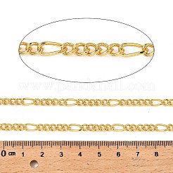 真鍮フィガロチェーン  カドミウムフリー＆ニッケルフリー＆鉛フリー  ハンダ付け  カード用紙付き  18KGP本金メッキ  7x3x1.5mmと4x3x1.5mm  約3.28フィート（1m）/ pc&nbsp;CHC-H111-01G