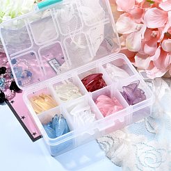 120個8色透明スプレー塗装ガラスペンダント  花弁  ミックスカラー  25.5x9x4mm  穴：1mm  15個/カラー&nbsp;GLAA-SZ0001-48