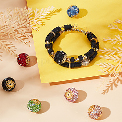 12Pcs 6 Colors Glass Rhinestone Clay Pave Beads&nbsp;FIND-PH0018-36