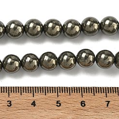 天然ゴールドパイライト/ゴールデンパイライトビーズ連売り  スムーズなラウンド  8mm  穴：1~1.2mm  約24~25個/連  7.40~7.56''（18.8~19.2センチメートル）&nbsp;G-G459-B01-8mm