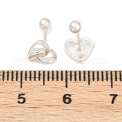 女性用 s999 ファインシルバースタッドピアス  ハート  銀  6.5x7mm&nbsp;EJEW-Q031-02S-A