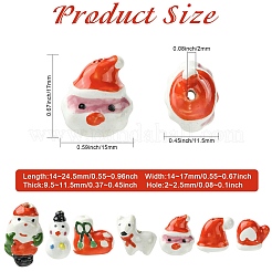 14Pcs 7 Styles Christmas Handmade Porcelain Beads&nbsp;PORC-CJ0001-36
