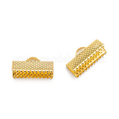 アイアン製カシメリボン止めエンドパーツ  ゴールドカラー  8x16mm  穴：1mm&nbsp;E183Y-G