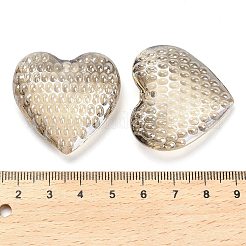 ガラスチャーム  多面カット  ハート  淡い茶色  34x35x13mm  穴：1.6mm&nbsp;GLAA-P064-01B