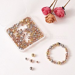 真鍮ビーズ  長持ちメッキ  ラウンド  ゴールドカラー  4x3.5mm  穴：1.6mm  200個/セット&nbsp;KK-SZ0001-11G-4mm