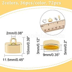 72色の合金コードエンド2個  プラチナ·ゴールデン  10x11.5x5mm  穴：2mm  内径：9x3mm  36個/カラー&nbsp;FIND-CA0005-63