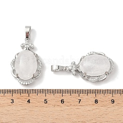 Natural Quartz Crystal Oval Pendants&nbsp;G-NH0025-15P-23