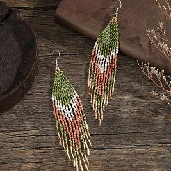 Bohemian Style Gradient Glass Beads Tassel Earrings&nbsp;QE2744
